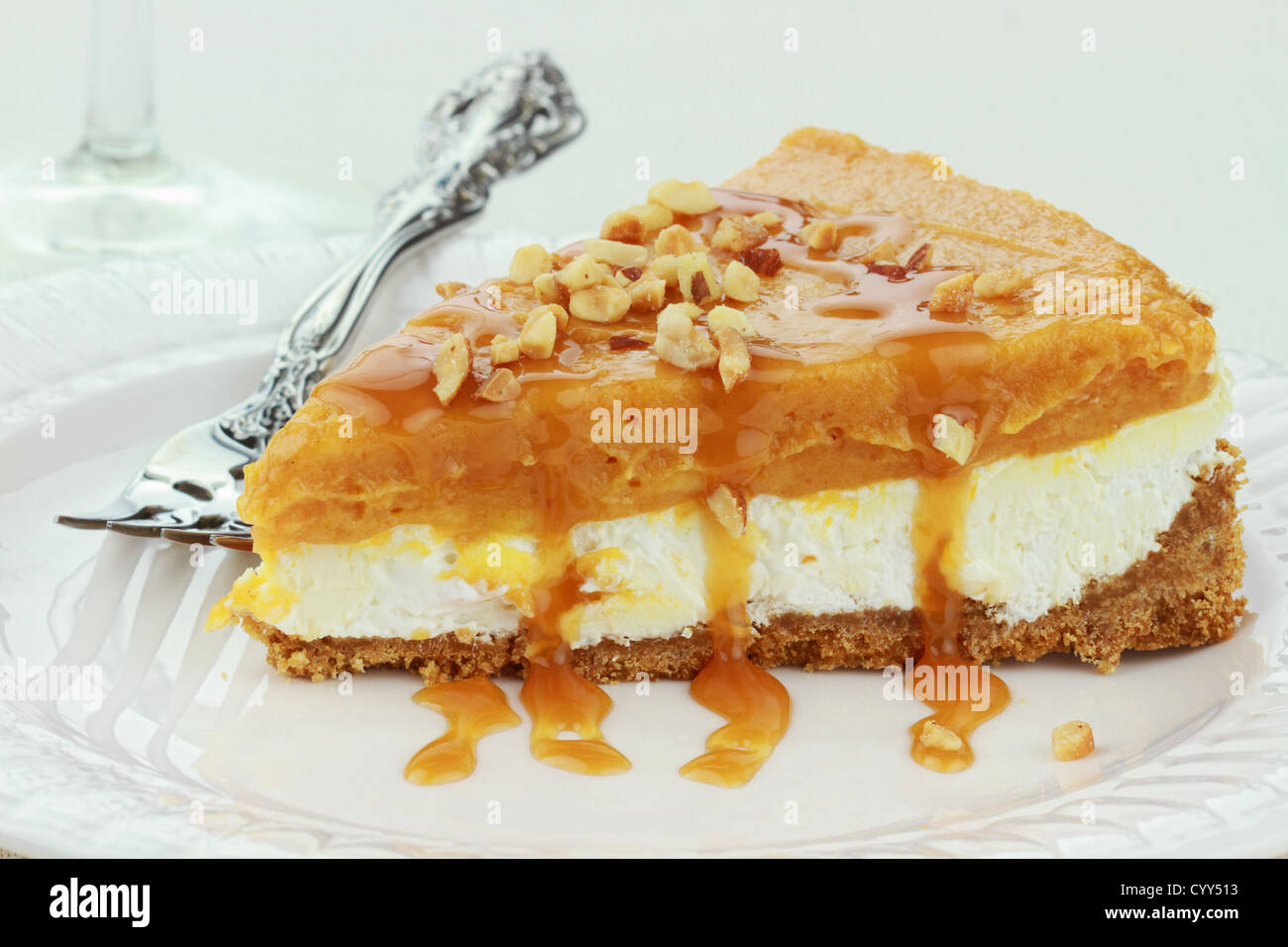 Couche double Tarte à la citrouille Sans Cuisson Banque D'Images