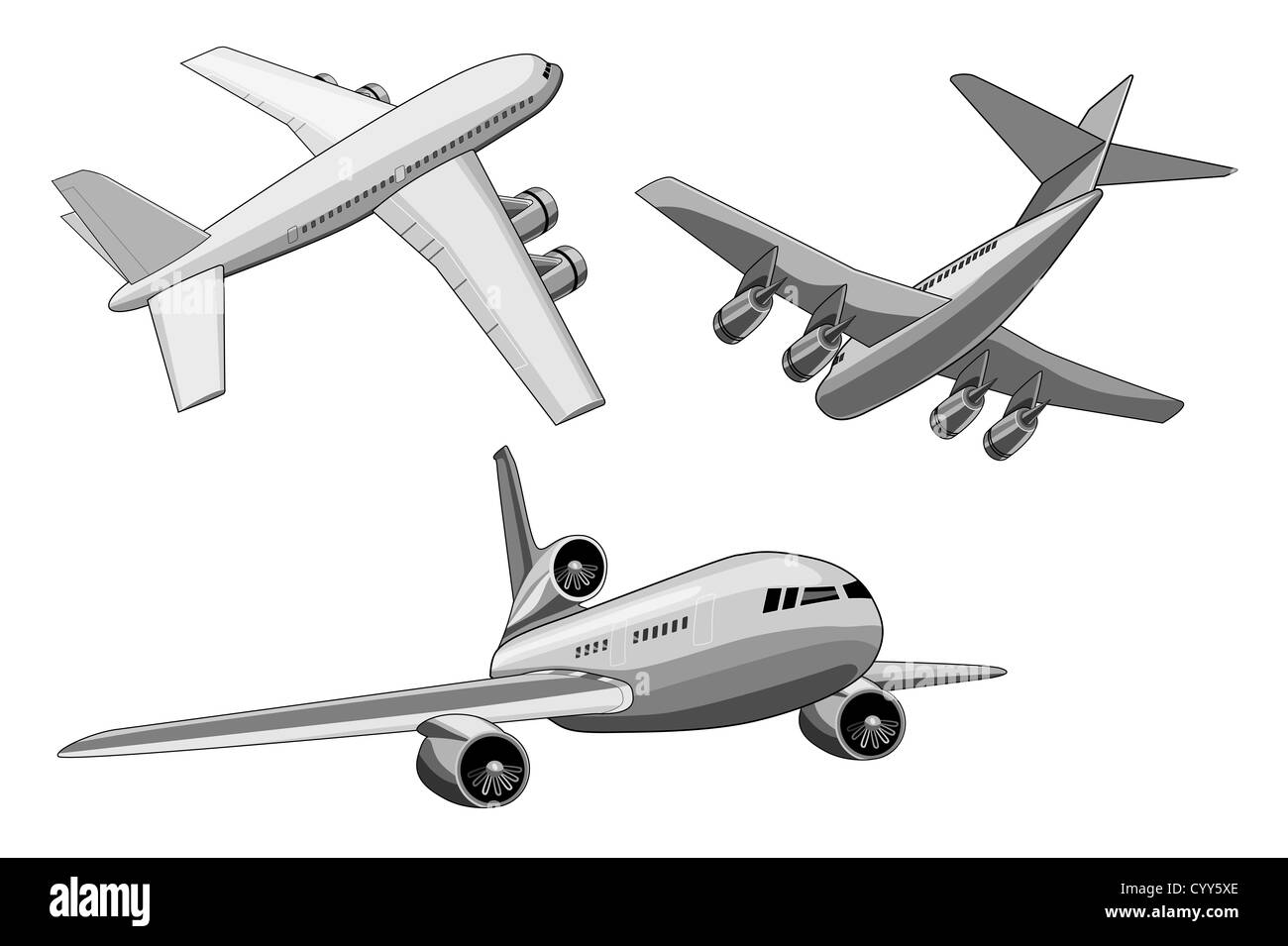 Illustration d'un avion de ligne avion à réaction commerciaux sur fond isolé Banque D'Images