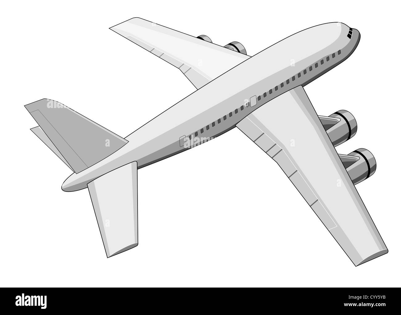 Illustration d'un avion de ligne avion à réaction commerciaux sur fond isolé Banque D'Images