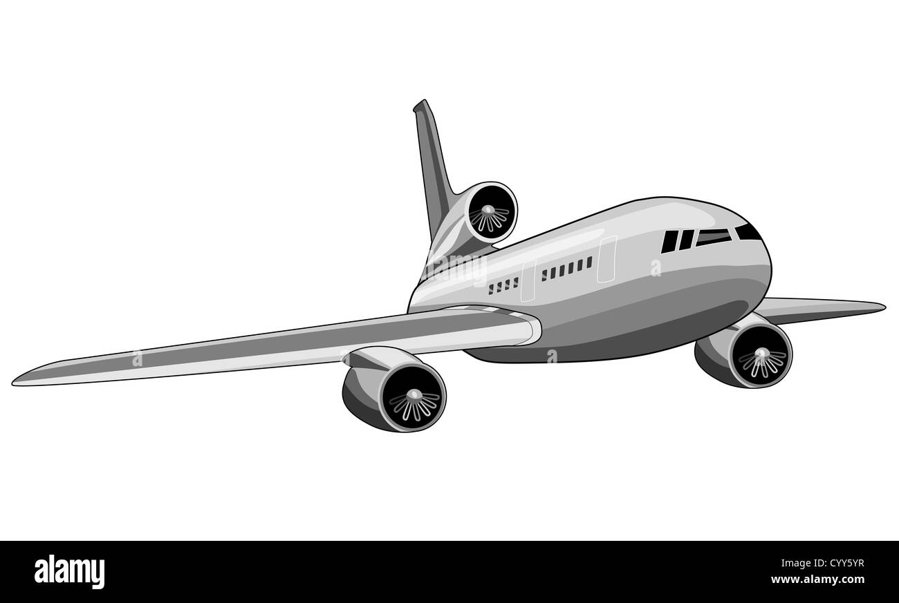 Illustration d'un avion de ligne avion à réaction commerciaux sur fond isolé Banque D'Images