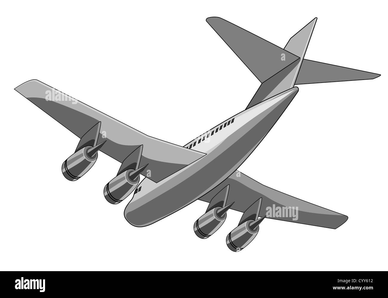 Illustration d'un avion de ligne avion à réaction commerciaux sur fond isolé Banque D'Images