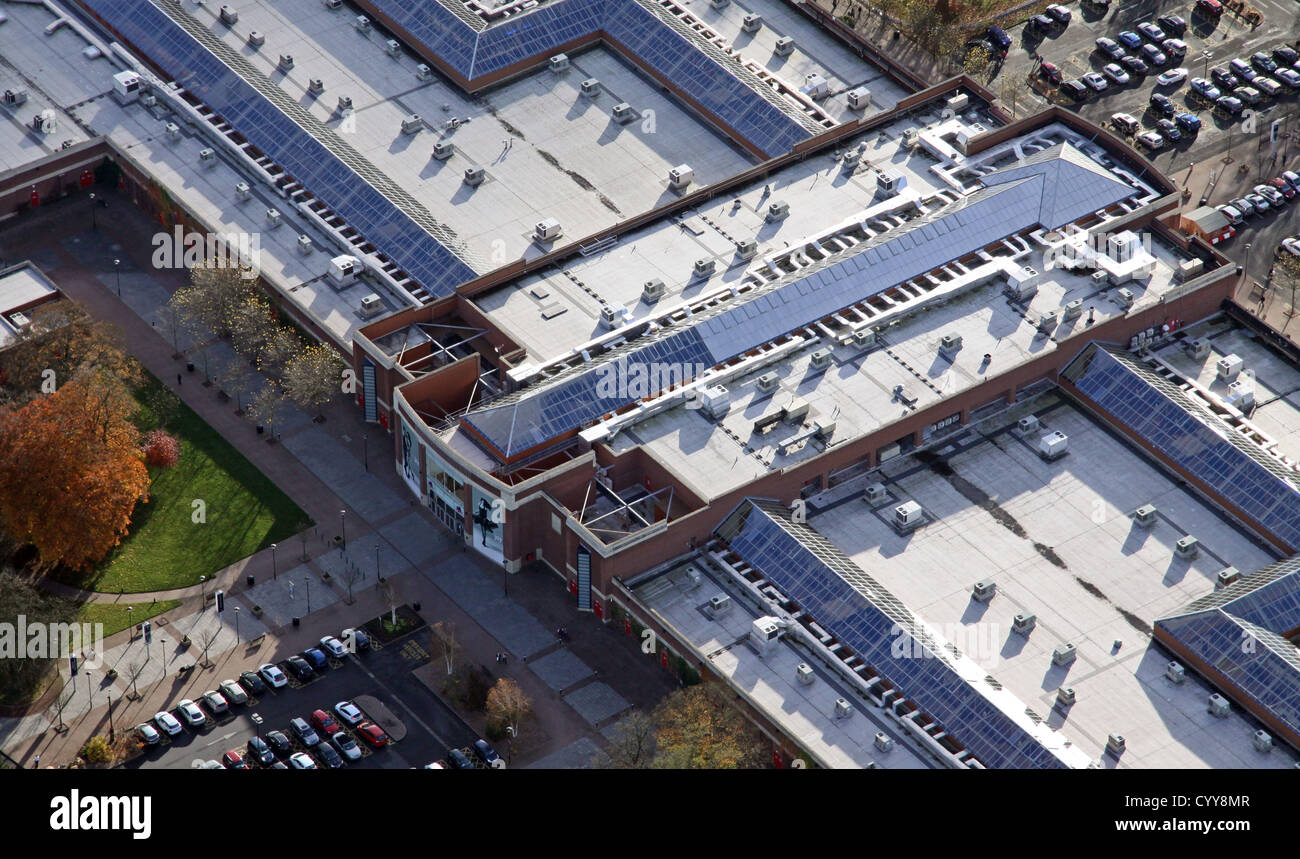 Vue aérienne de York Designer Outlet, anciennement McArthur Glen point de vente au détail Banque D'Images