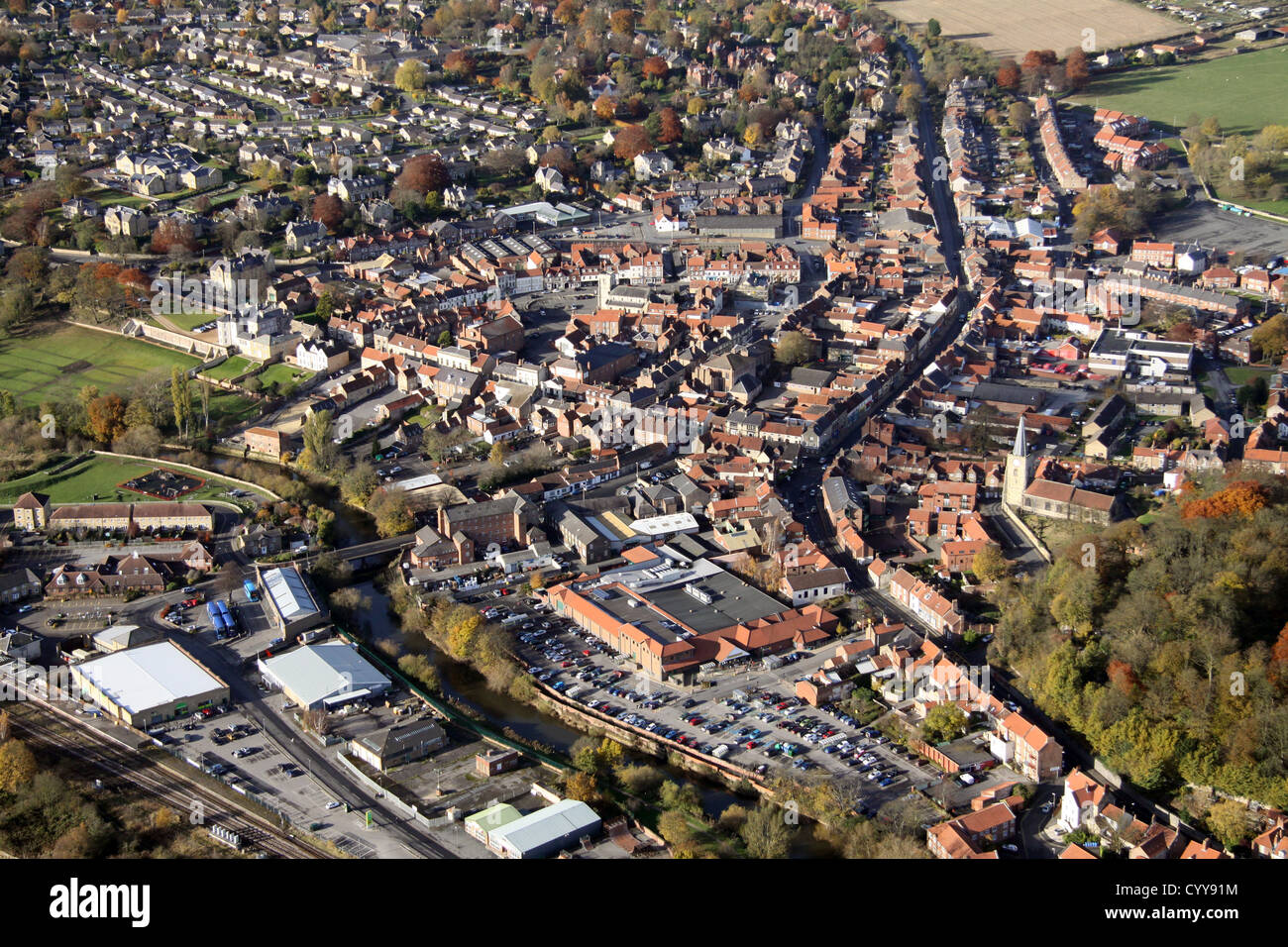 Vue aérienne de Malton, North Yorkshire Banque D'Images