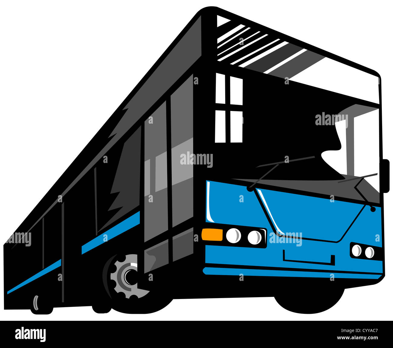 Illustration d'une navette bus coach sur fond isolé vu de l'angle faible Banque D'Images