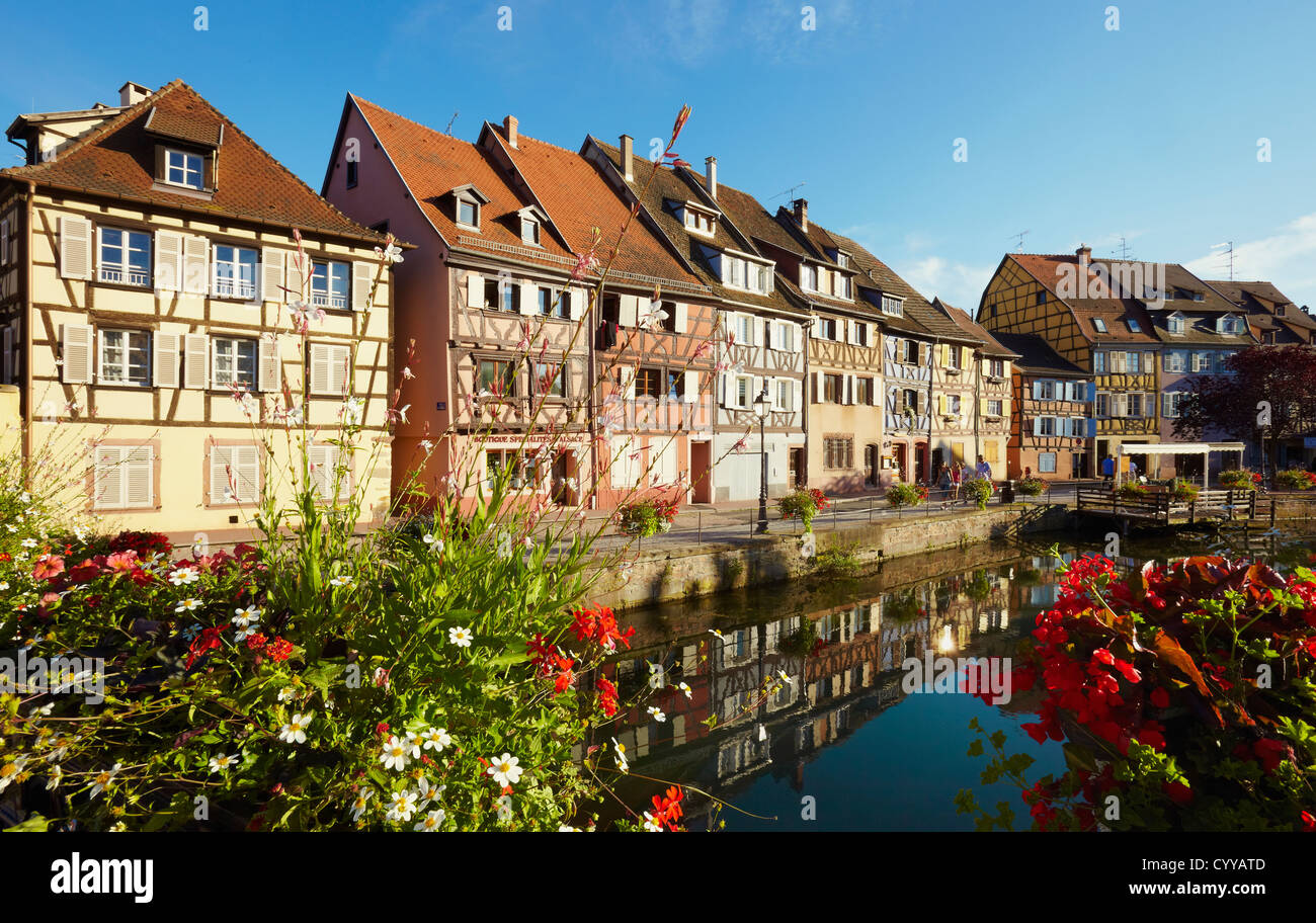 Maisons ossature bois à la poissonnerie, quartier de la Petite Venise, Colmar, Alsace, France Banque D'Images