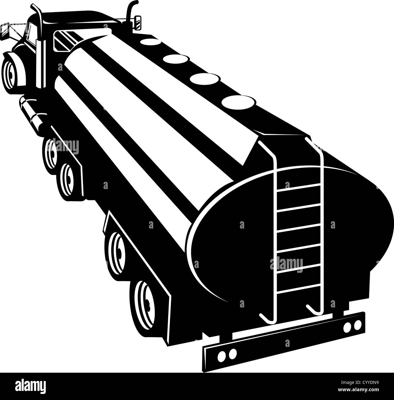 Illustration d'un camion-citerne de carburant fait en style rétro. Banque D'Images