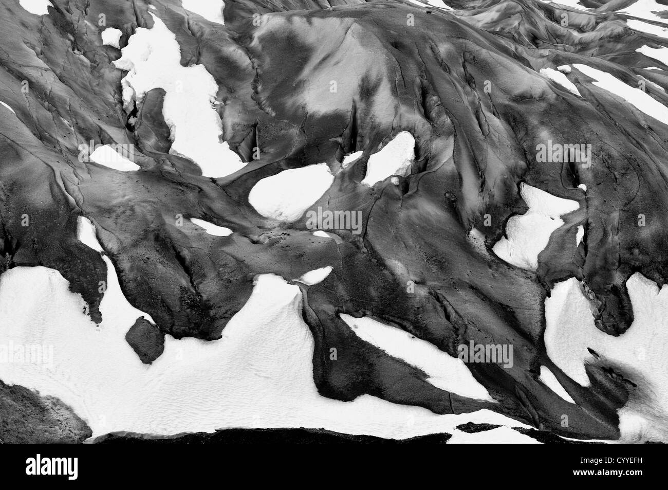 Les modèles de glace et de neige sur le Glacier Reid à Glacier Bay National Park, Alaska. Banque D'Images