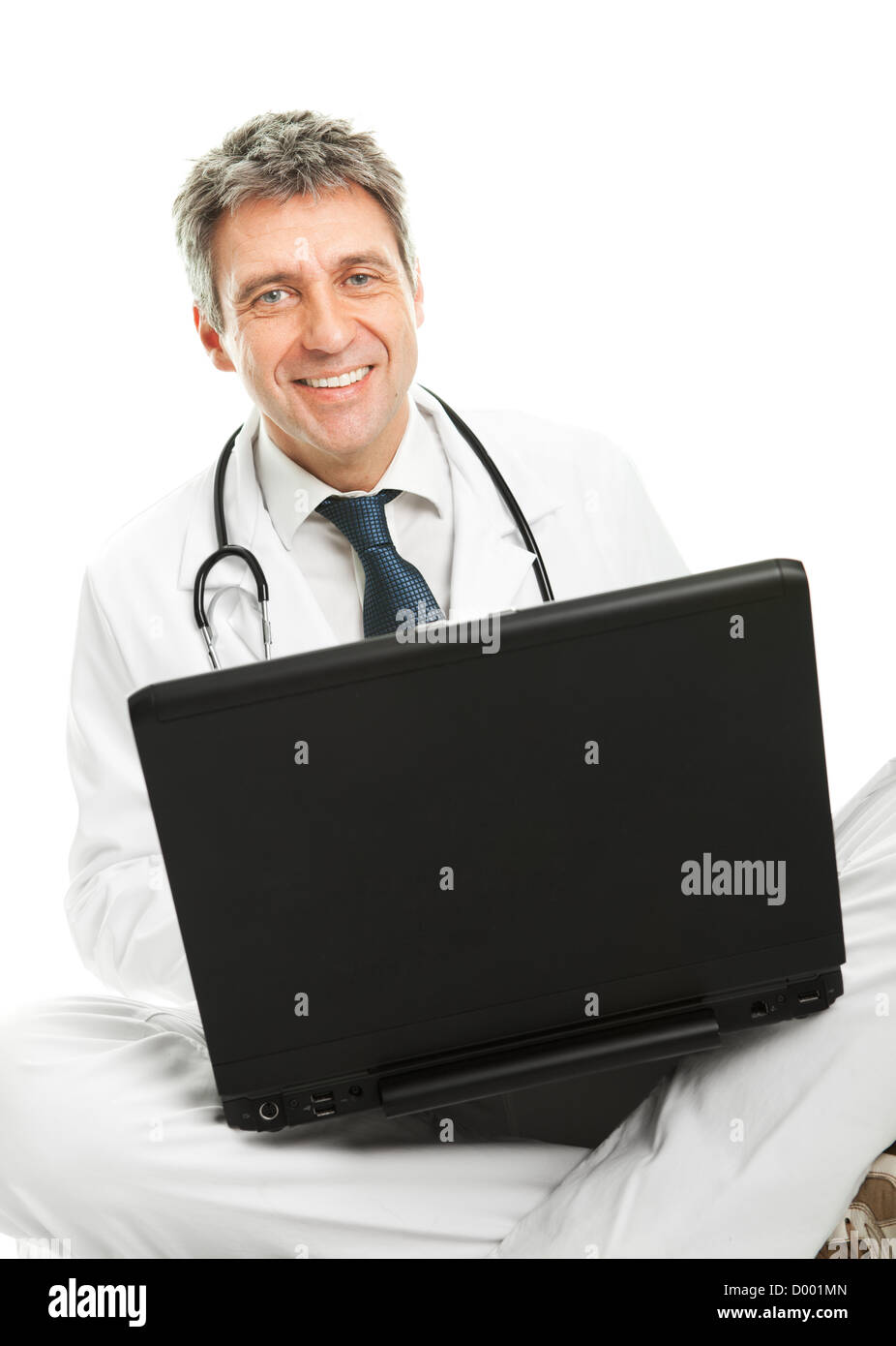 Médecin working on laptop Banque D'Images