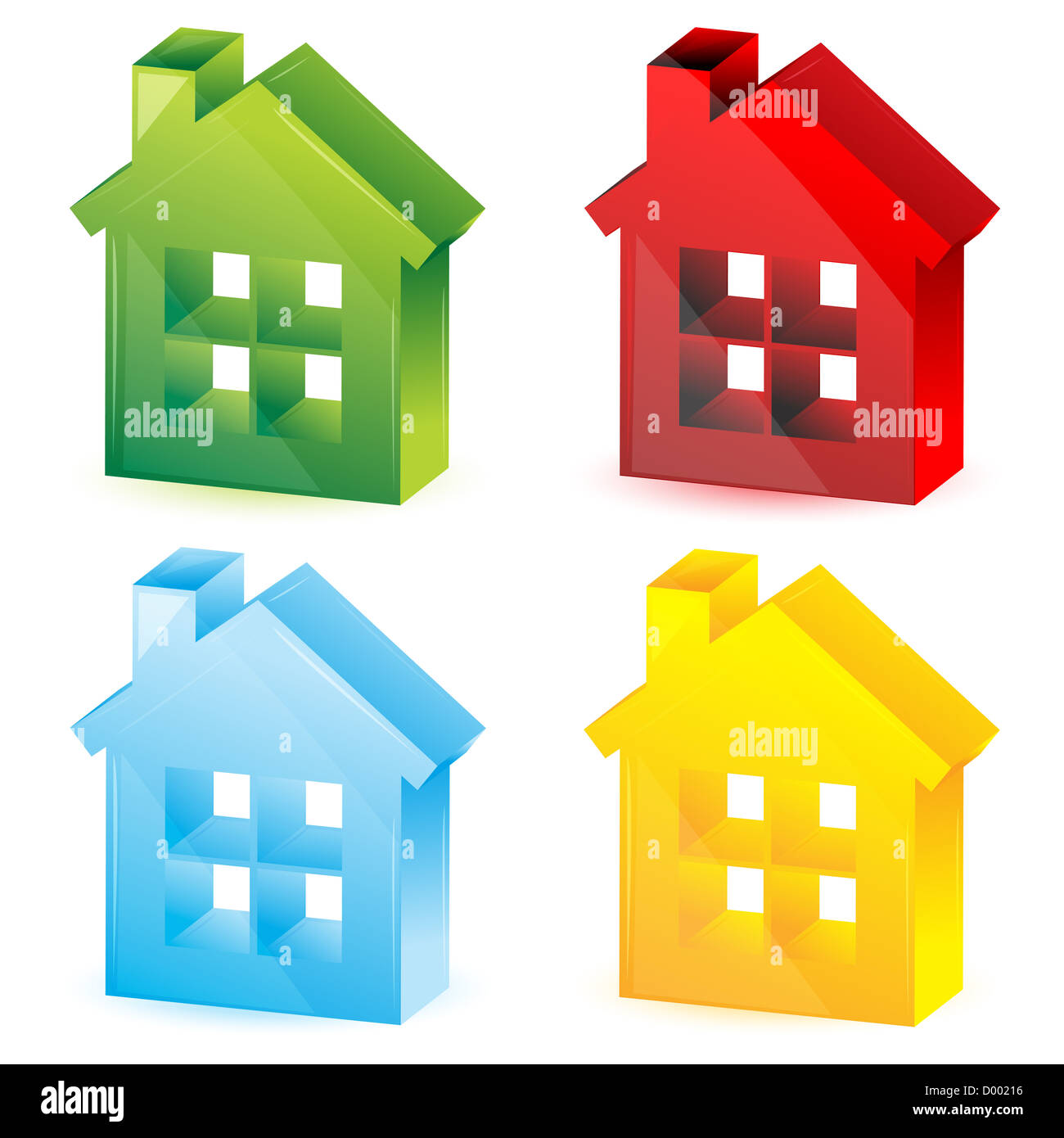 Illustration de maisons colorées sur fond blanc Banque D'Images