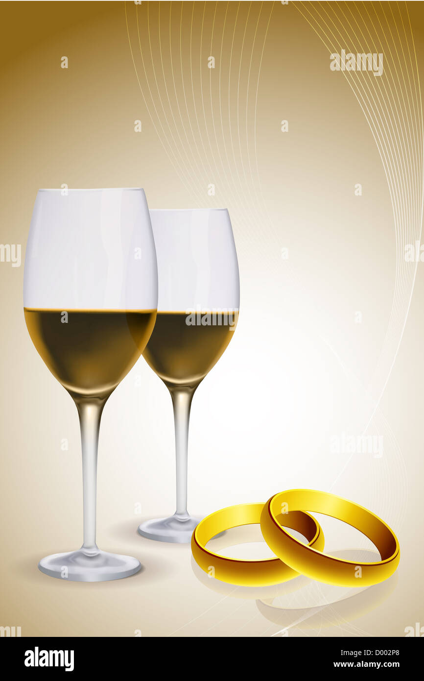 Illustration du verre de vin avec de l'or Banque D'Images