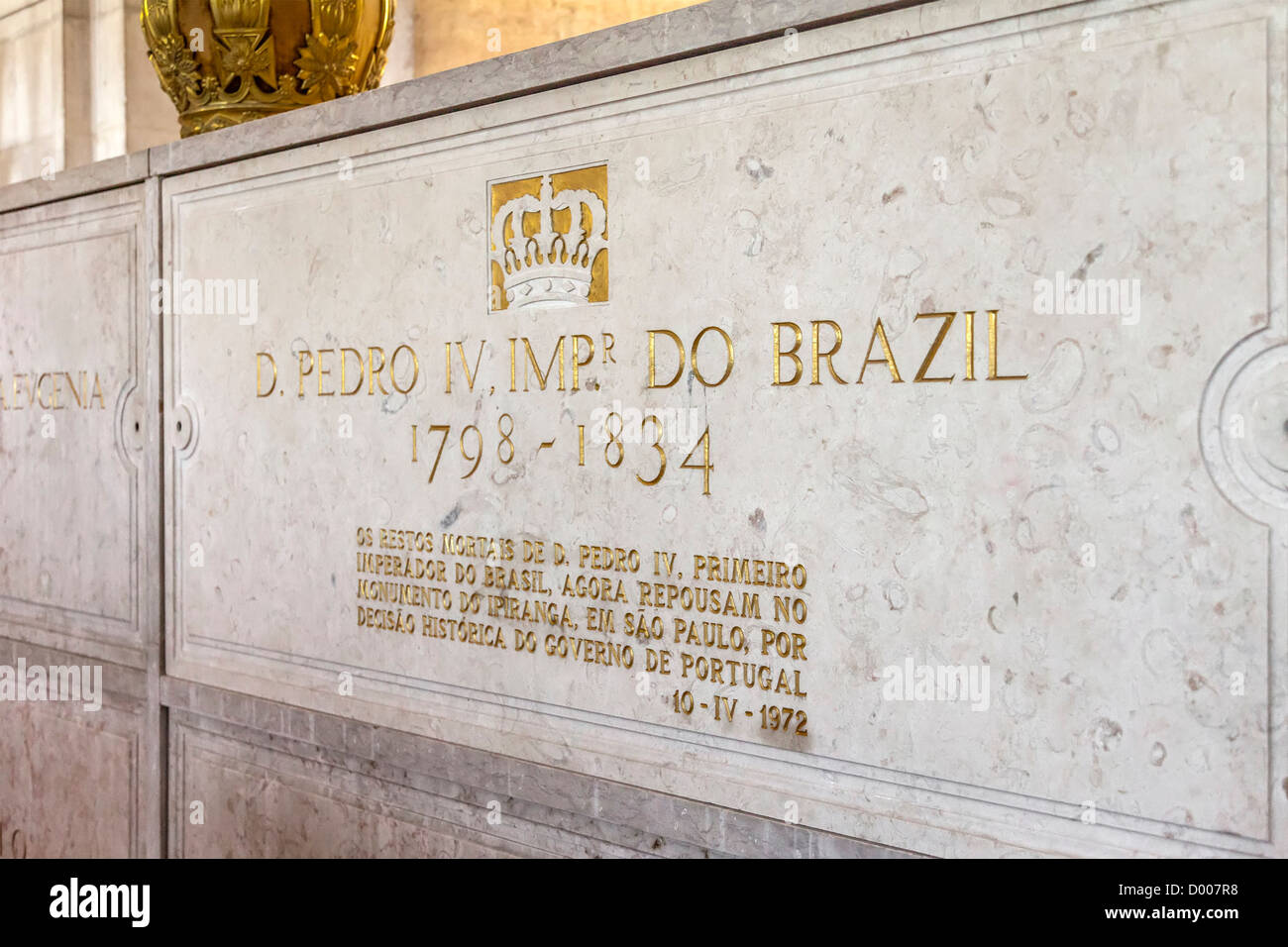 Brésil L'Empereur Pedro I (IV de Portugal) tombe. Panthéon royal de la maison de Bragance. Le monastère de São Vicente de Fora. Lisbonne. Banque D'Images