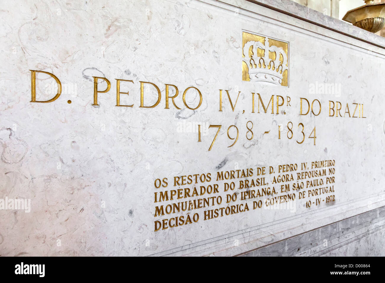 Brésil L'Empereur Pedro I (IV de Portugal) tombe. Panthéon royal de la maison de Bragance. Le monastère de São Vicente de Fora. Lisbonne. Banque D'Images