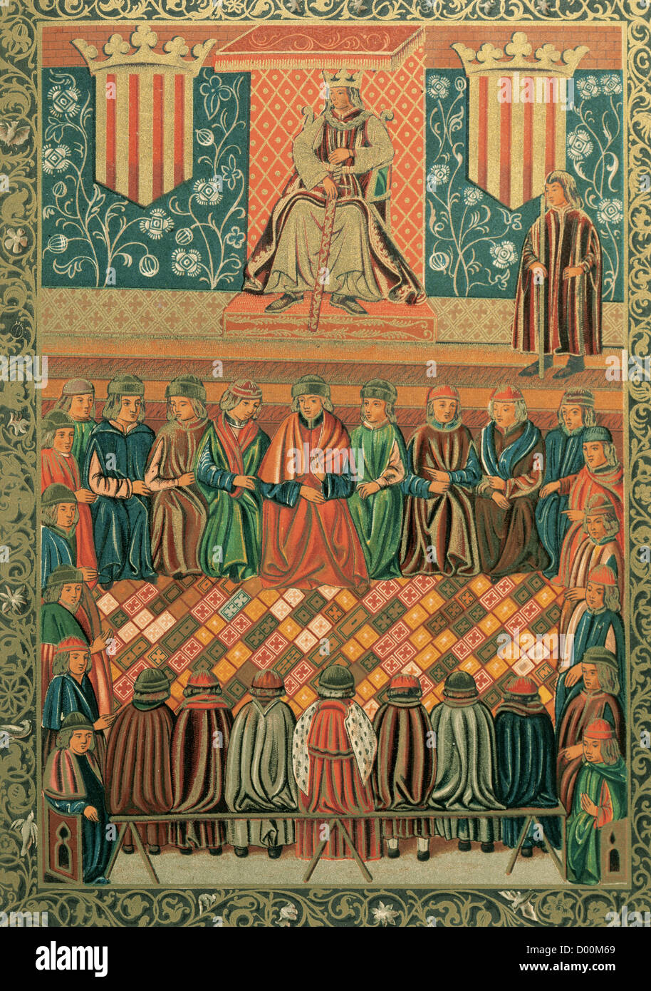 Jacques I le Conquérant (1208-1276) Président des Tribunaux de Lleida en mars, 1242. Constitutions et d'autres droits de la Catalogne. Banque D'Images