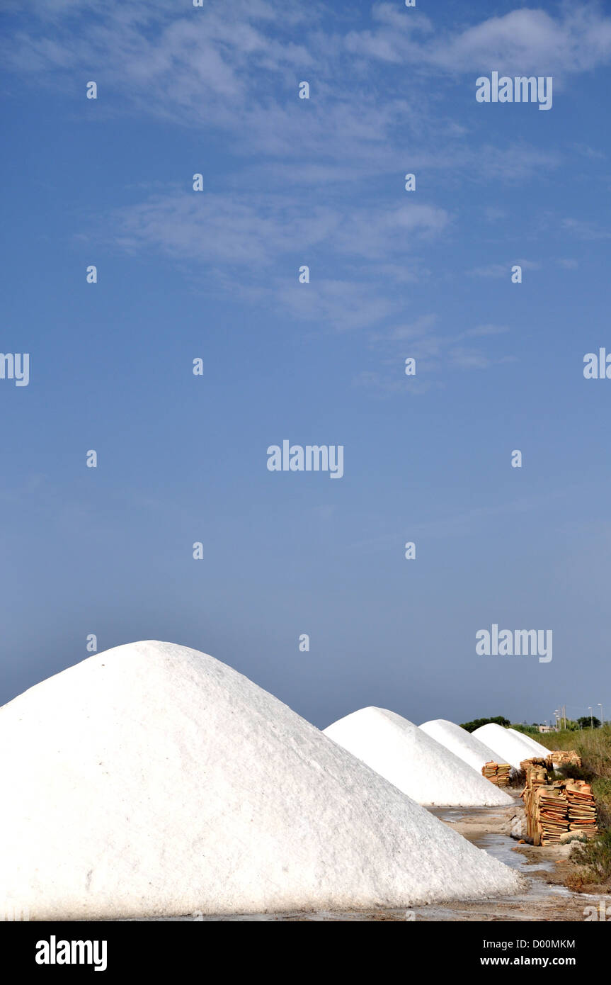 Salines, Trapani. Marsala, Sicile, Italie Banque D'Images