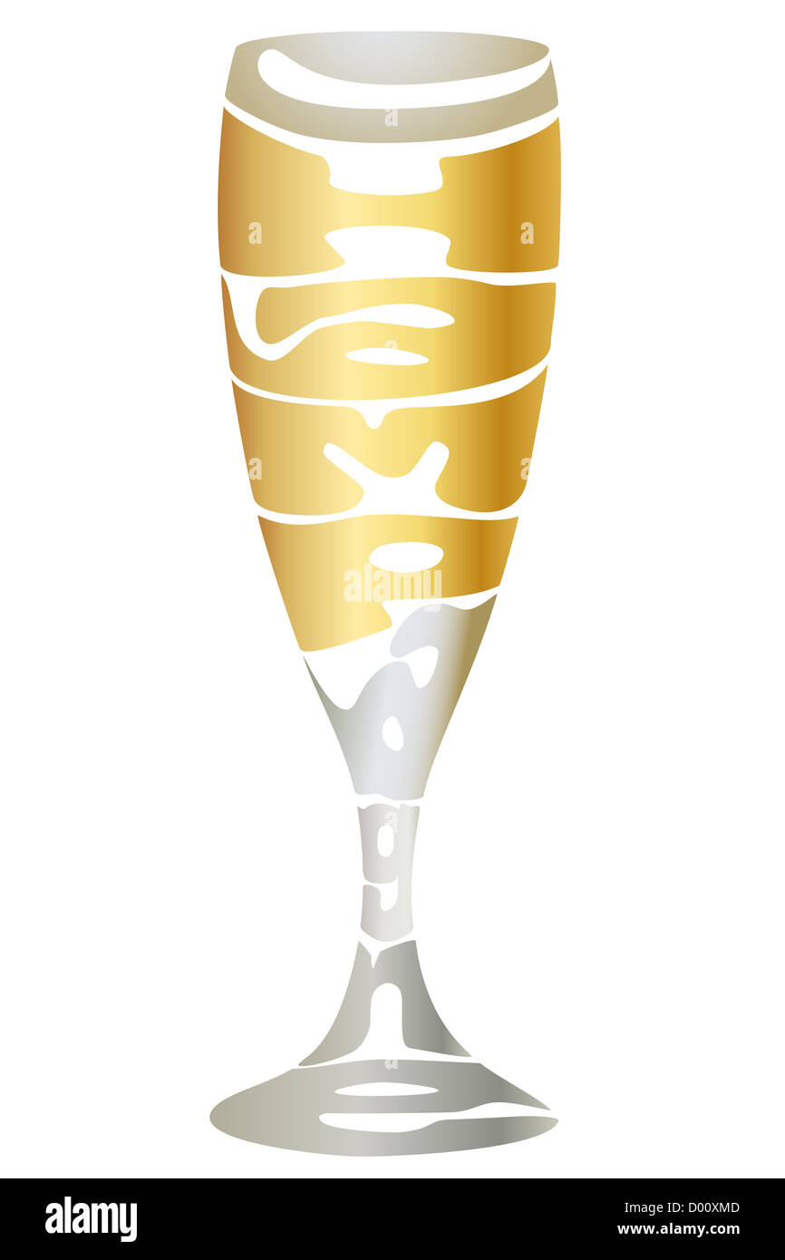 Illustration de verre à champagne avec du texte sur fond blanc Banque D'Images