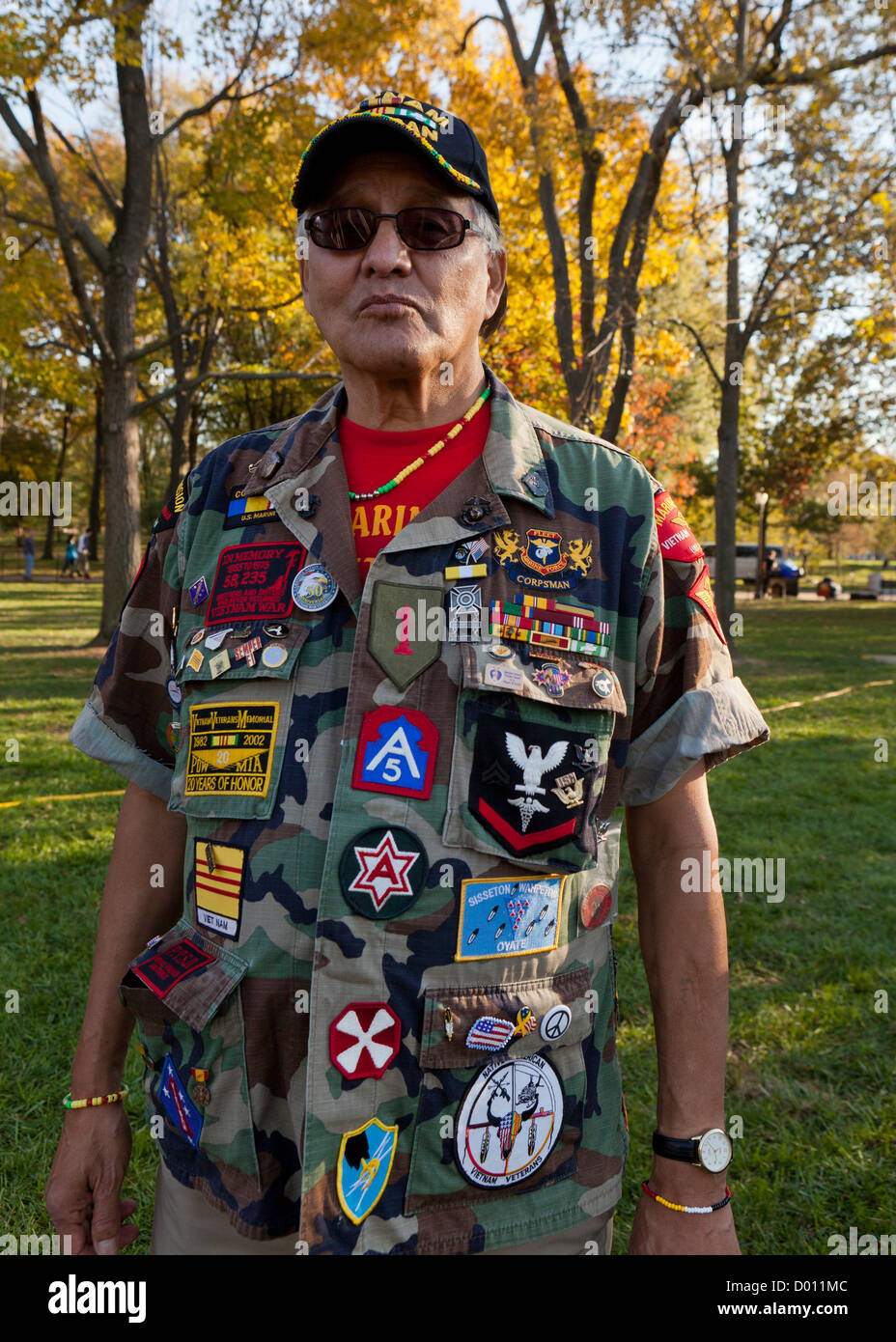 Nous American-Indian vétéran de la guerre du Vietnam avec des médailles et distinctions Banque D'Images