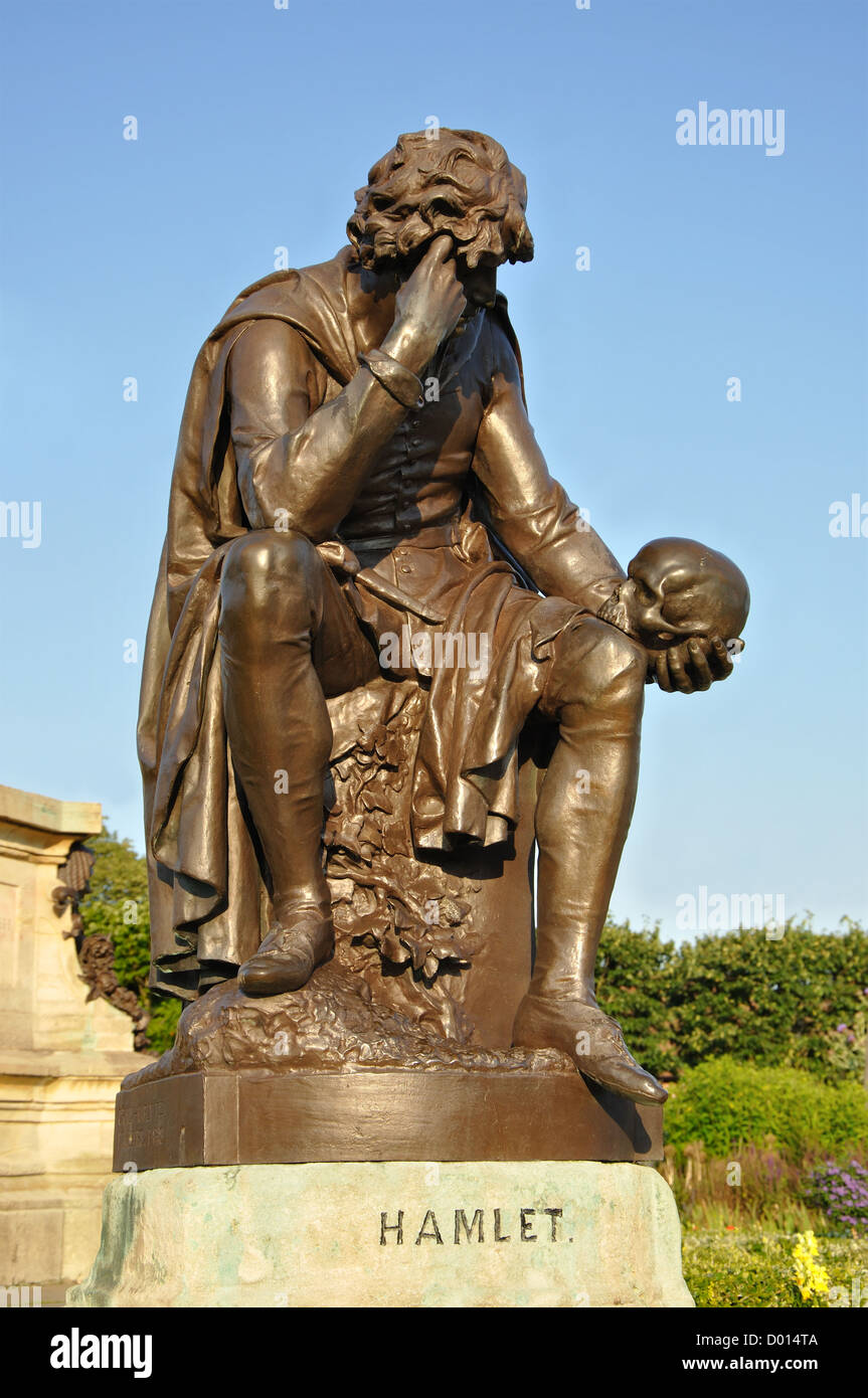 Statue de hameau, jardins de Bancroft, Stratford upon Avon, Warwickshire, England, UK Banque D'Images
