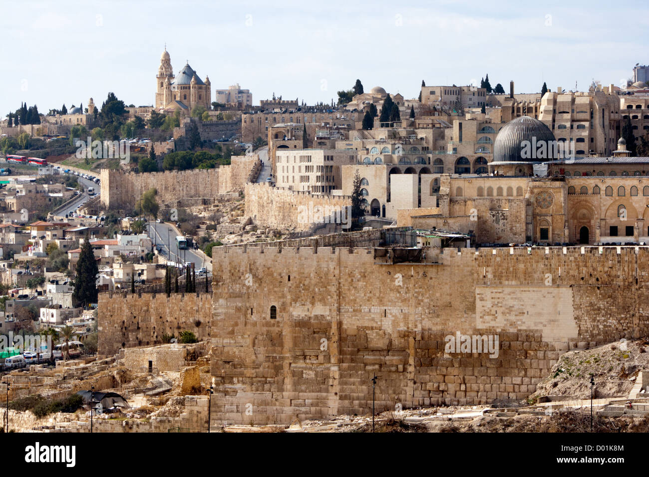 Vue sur Jérusalem et le Mont Sion. Banque D'Images
