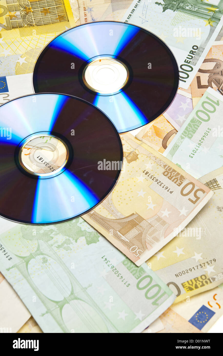 Disques compacts en euros Banque D'Images