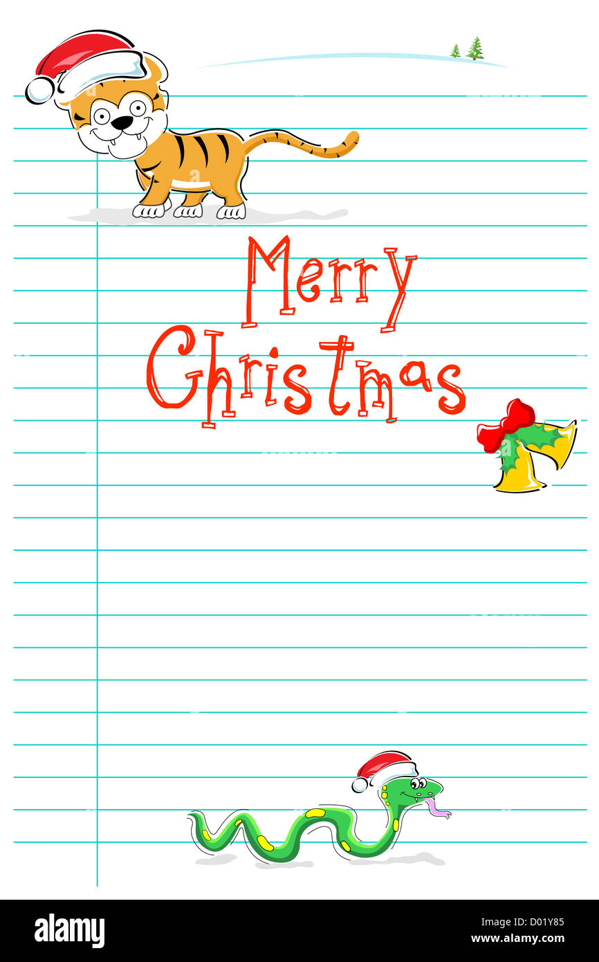 Illustration de la carte joyeux Noël avec les animaux sauvages sur fond blanc Banque D'Images