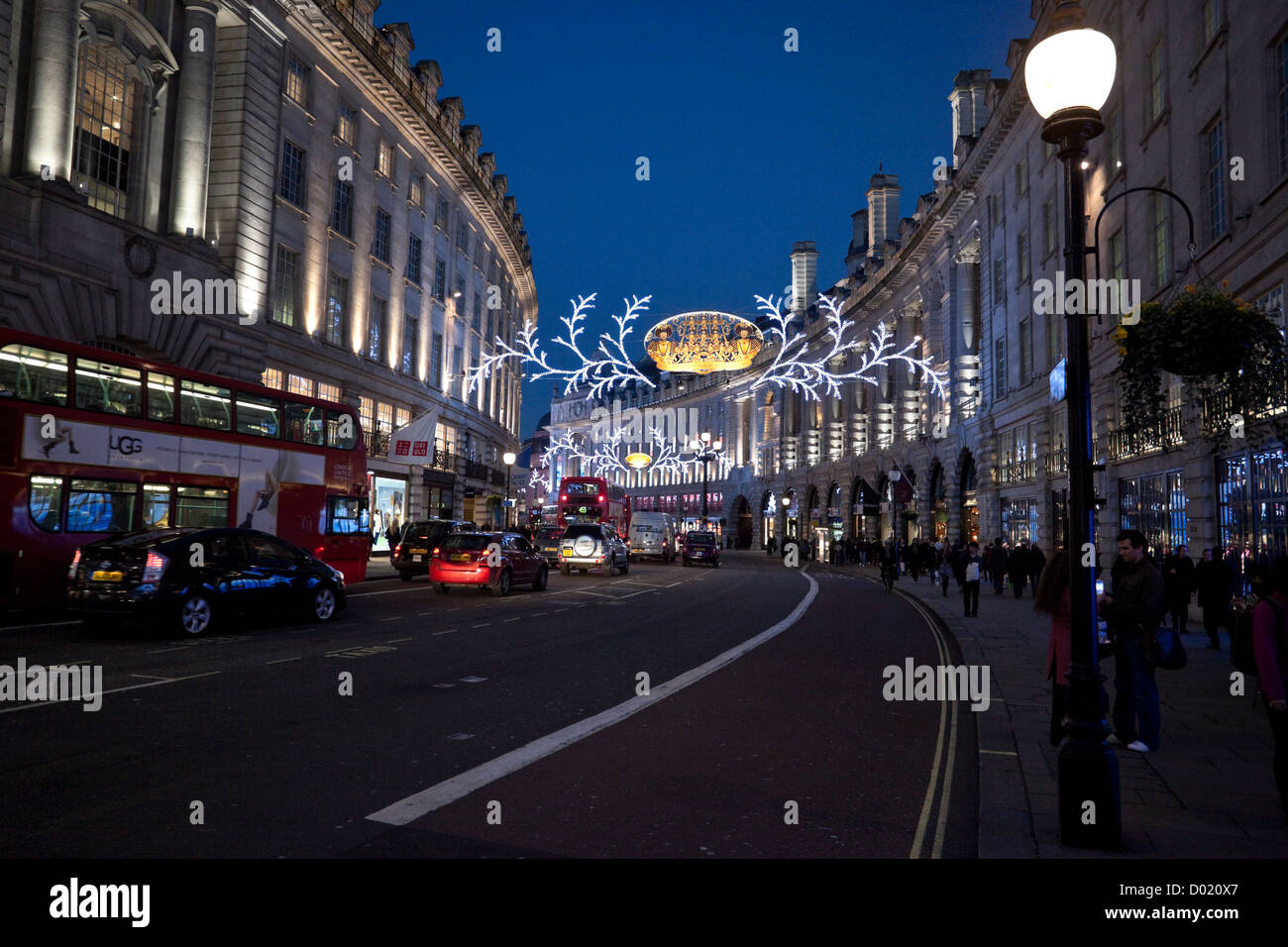 Les lumières de Noël de la rue Regent UK 2012 Banque D'Images