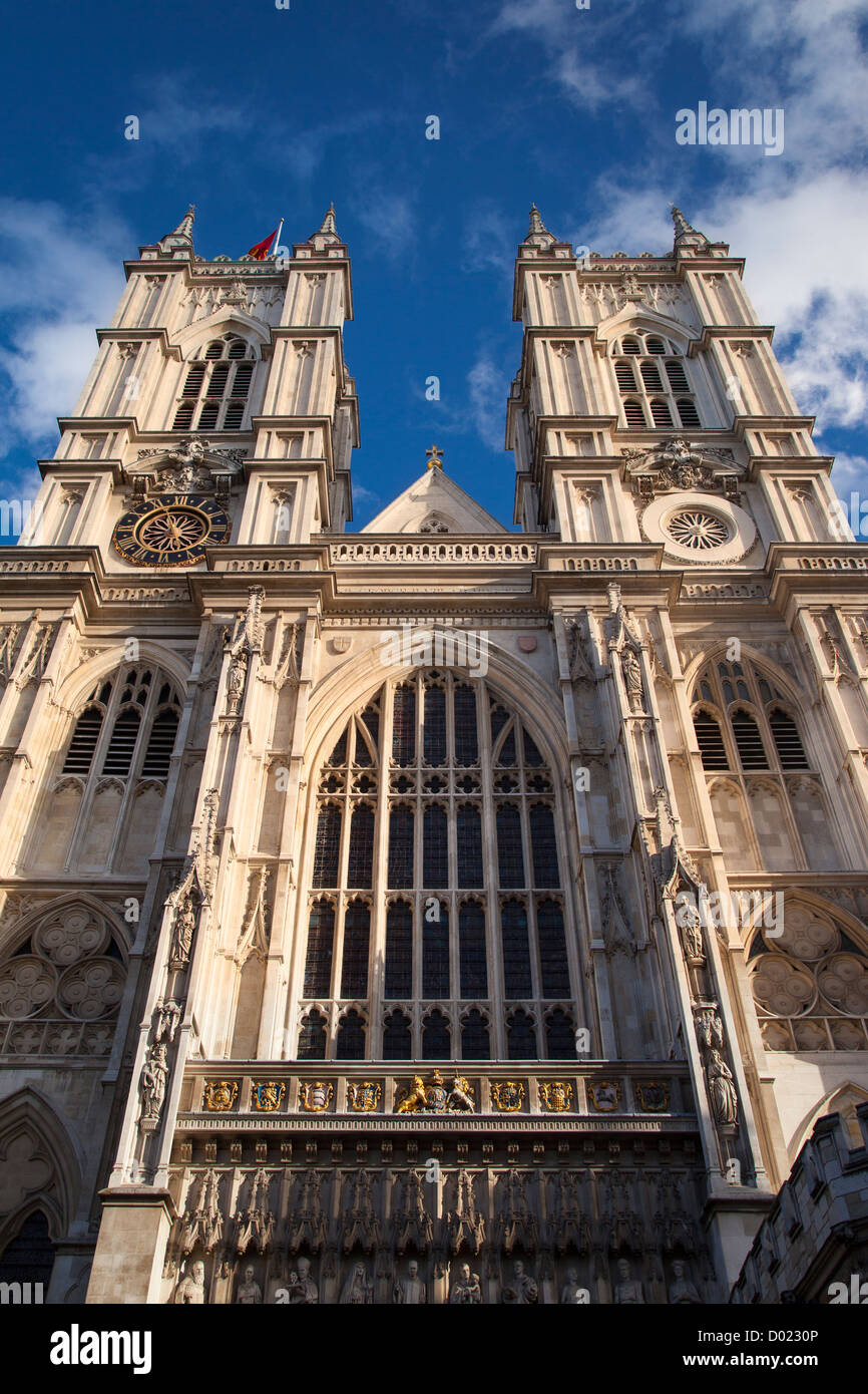 Façade de l'abbaye de Westminster, Londres, Angleterre, RU Banque D'Images