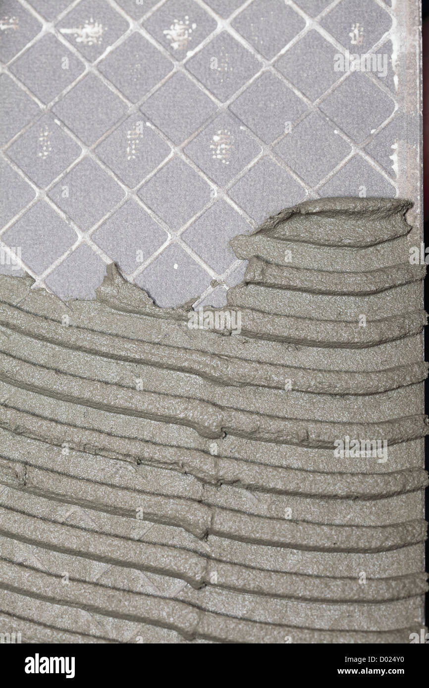 Travailleur de la construction est carrelage à la maison. Détail de l'industrie. Banque D'Images