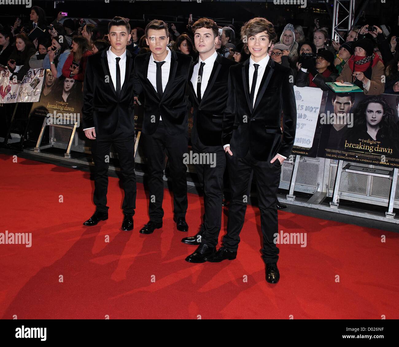 Les candidats de X Factor UK Union J assiste à la première de The Twilight Saga Breaking Dawn Part 2 le 14/11/2012 à l'Empire Leicester Square, Londres. Les personnes sur la photo : Union européenne J. Photo par Julie Edwards Banque D'Images