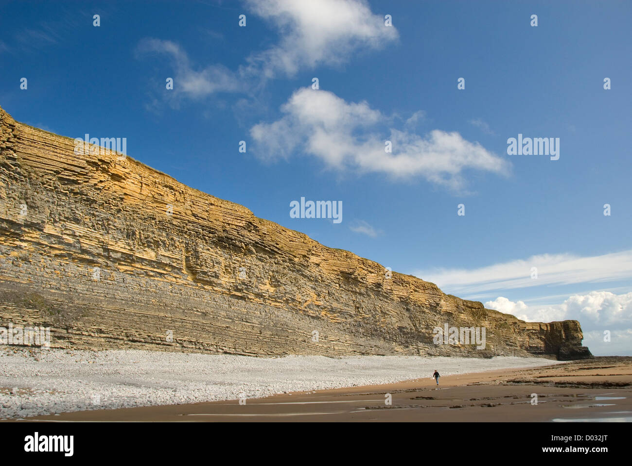 Plage et falaises près de Nash Point, personne, la côte du Glamorgan, Pays de Galles, Royaume-Uni Banque D'Images