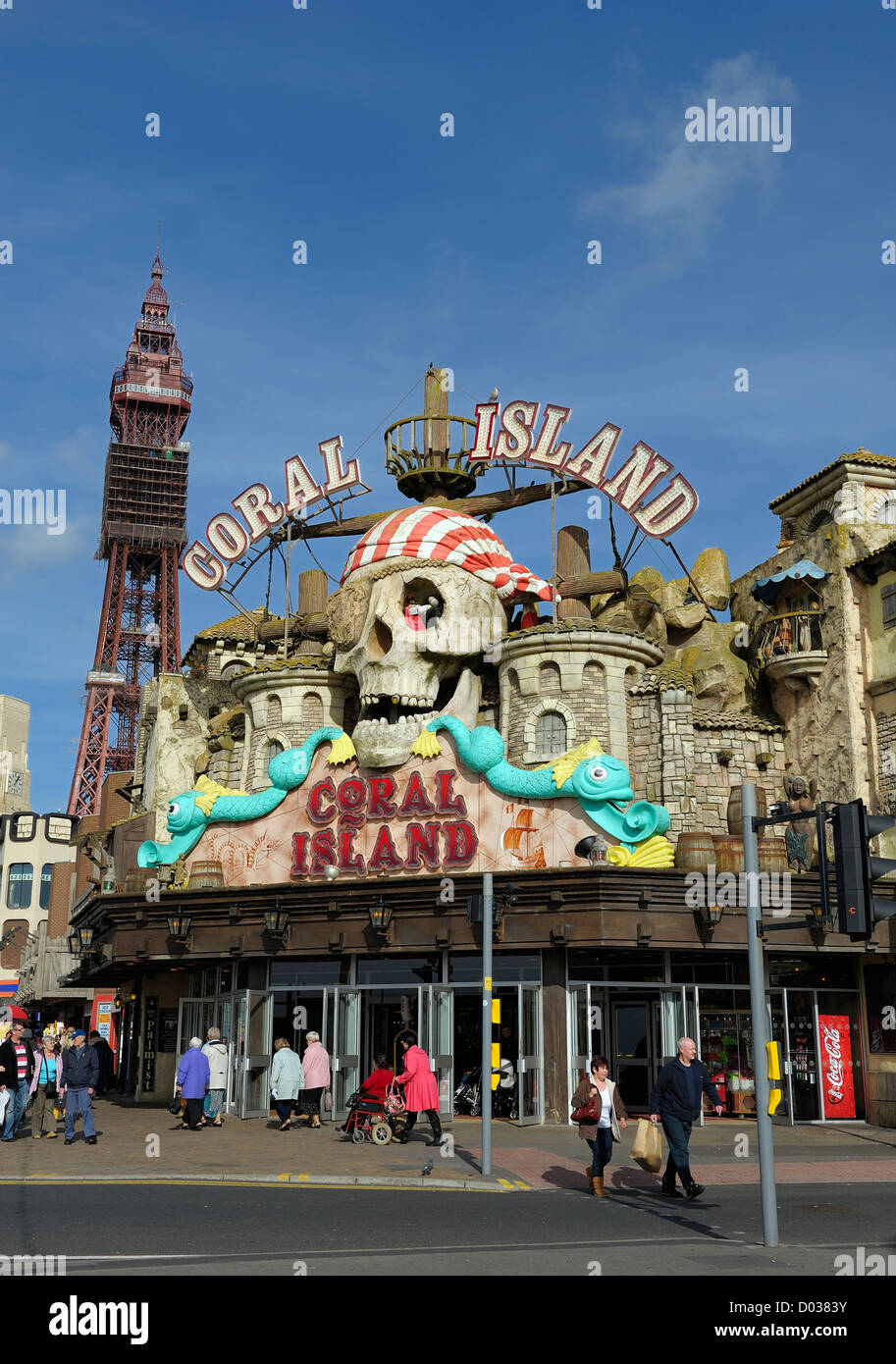 L'île de corail de jeux électroniques Blackpool England uk Banque D'Images