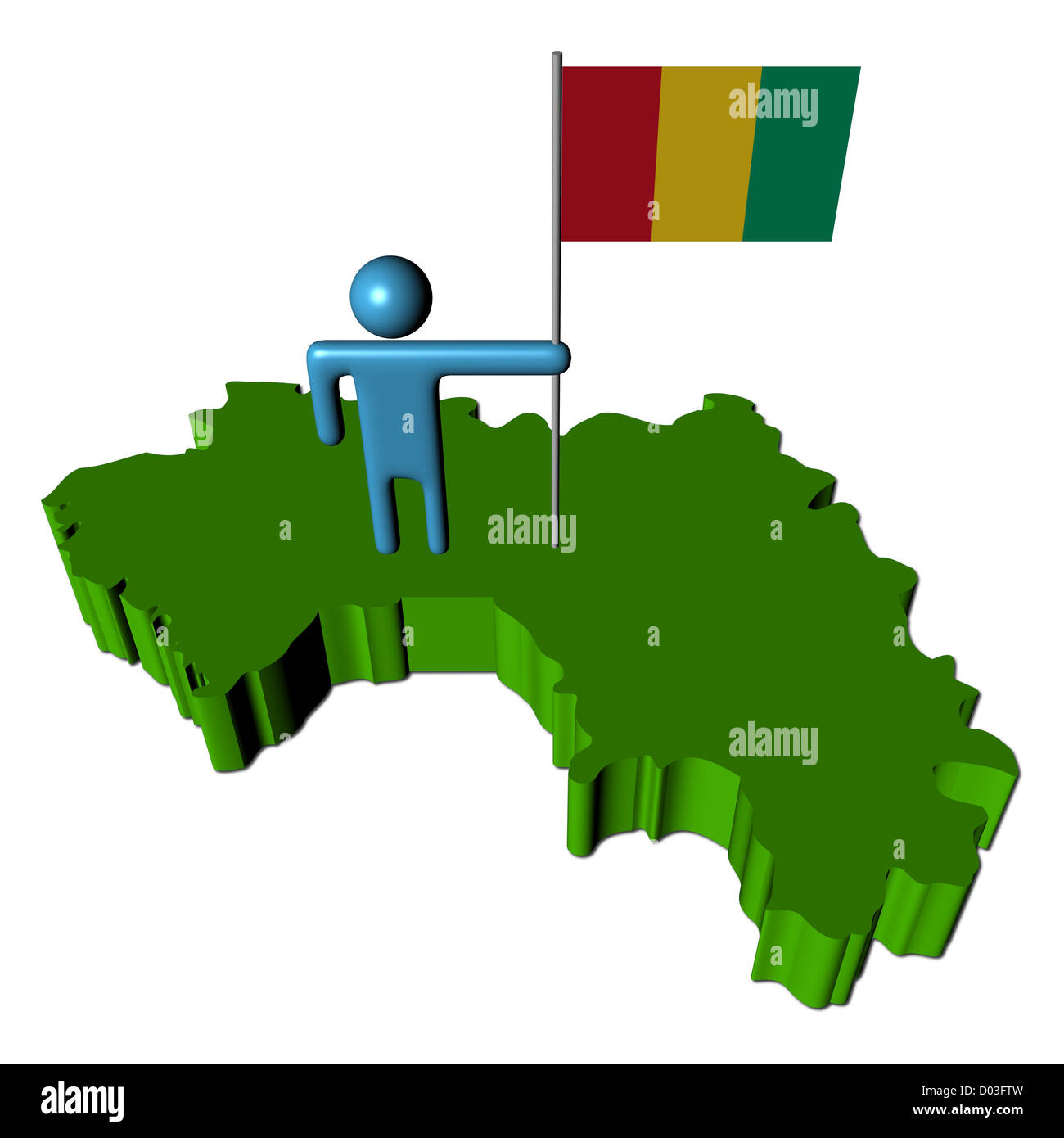 Personne abstraite avec drapeau sur la Guinée carte illustration Banque D'Images