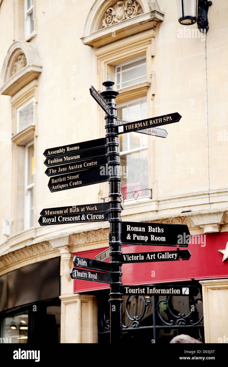 Rue direction informations inscription, le centre-ville de bath Somerset UK Banque D'Images