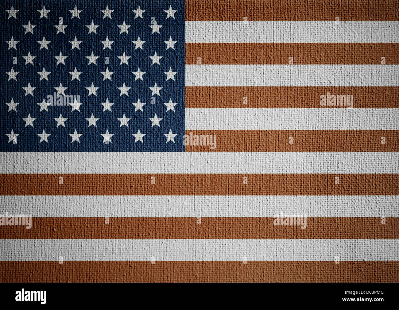 USA drapeau sur la toile blanche Banque D'Images