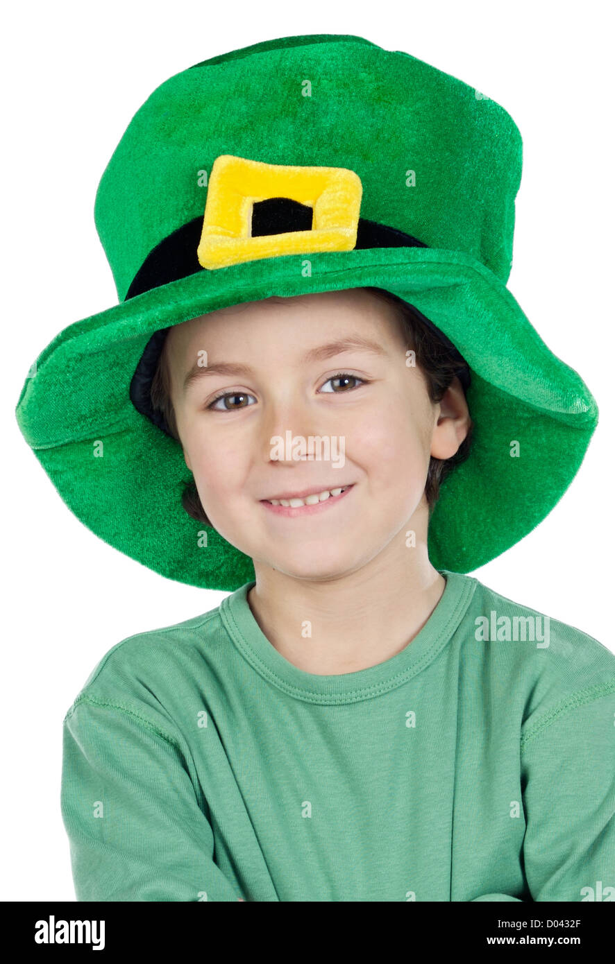 Enfant avec chapeau de Saint Patrick's Day celebration Banque D'Images