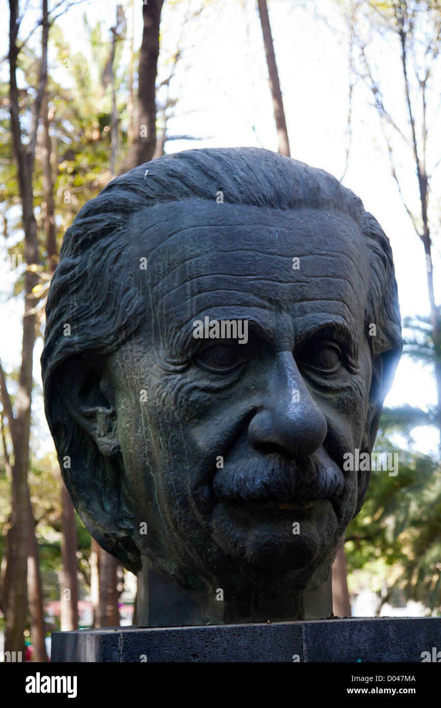 Buste en bronze d'Einstein sur Parque Mexique à Mexico DF Banque D'Images