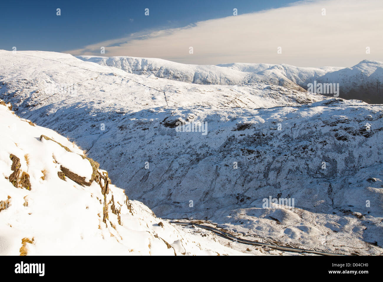 Regardant vers le bas sur la puce d'éboulis rouge dans le Lake District, UK. Banque D'Images