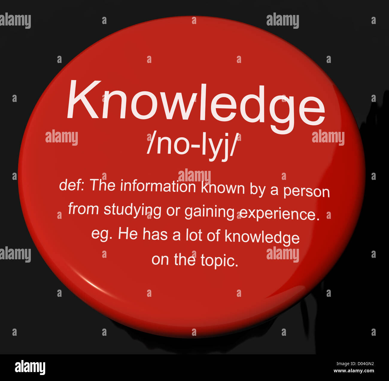 Définition des connaissances Bouton montre l'information et l'Éducation Banque D'Images