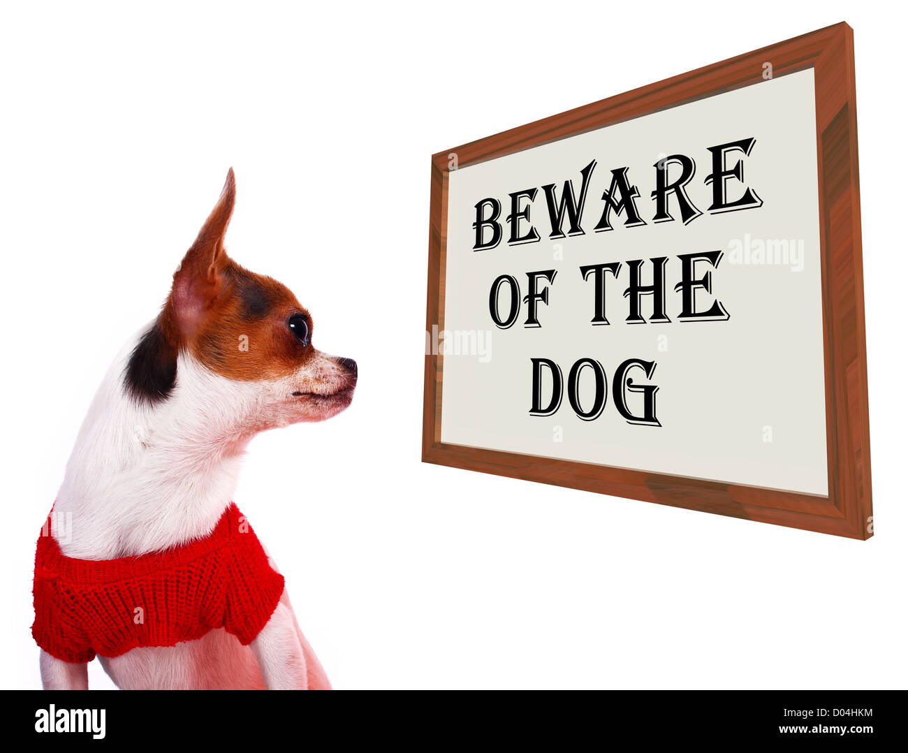 Méfiez-vous du chien montre des signes d'avertissement et de protection Banque D'Images