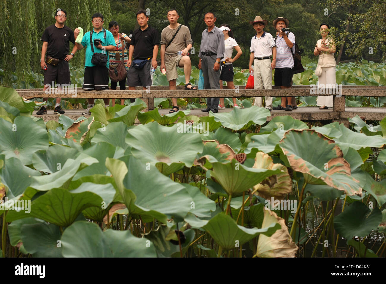 Groupe de voyageurs chinois, Humble Administrator's Garden, Suzhou Banque D'Images