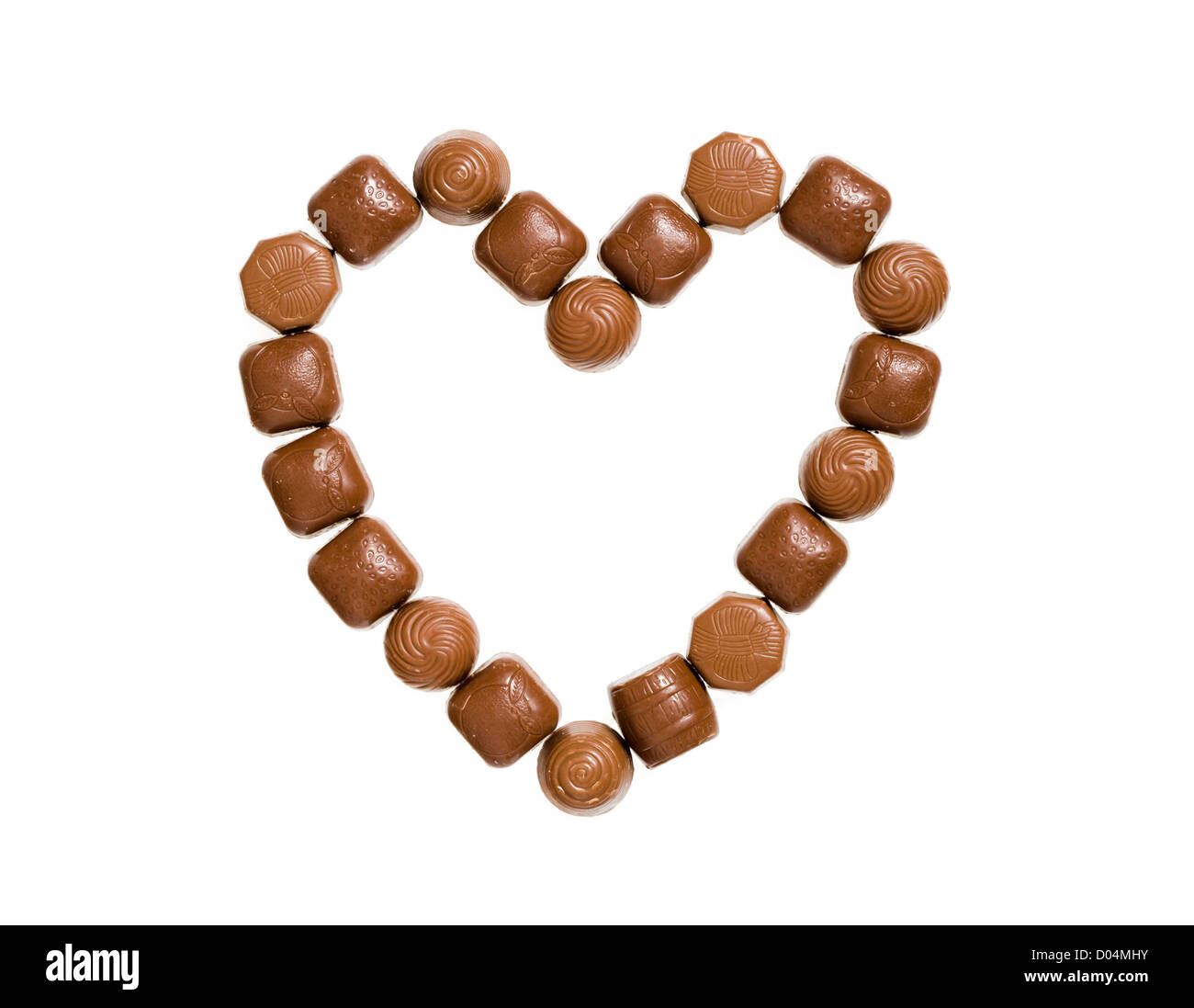 Chocolats en forme de coeur. Banque D'Images