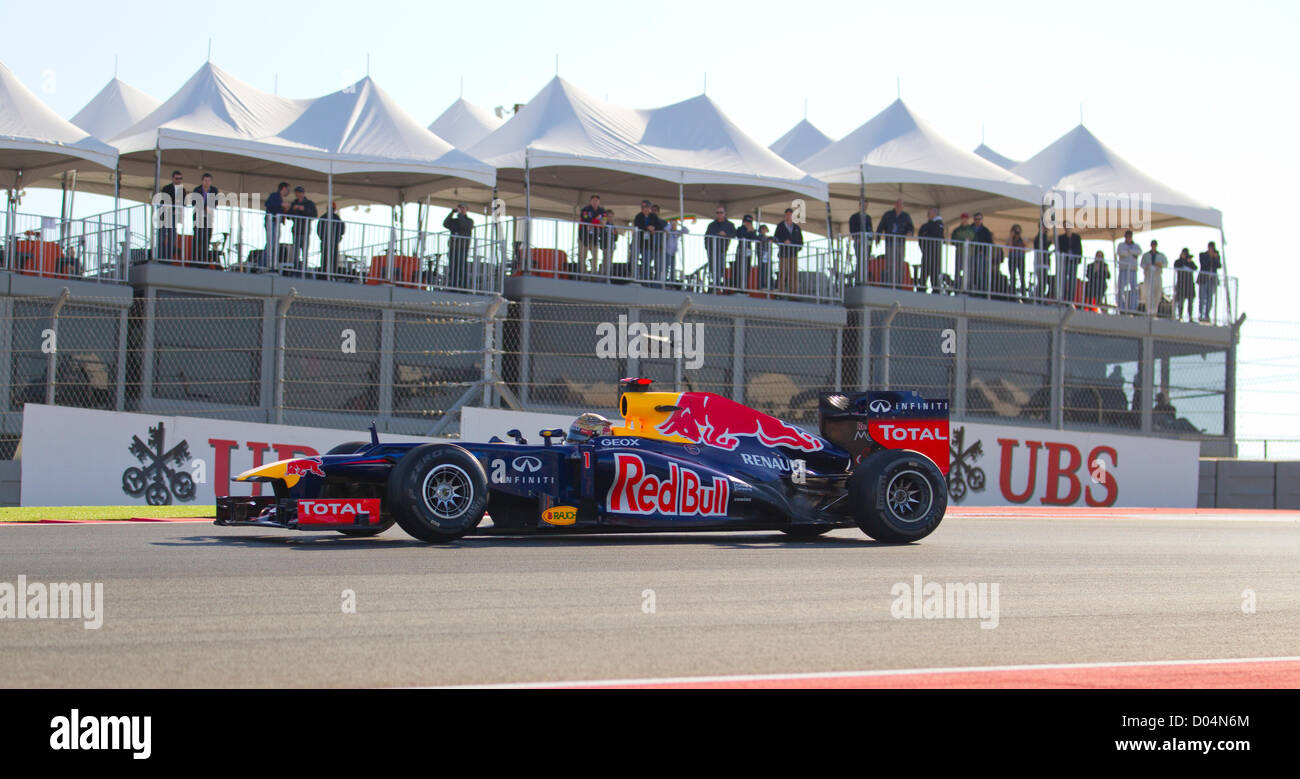 L'allemand de Sebastian Vettel (Red Bull Racing à la pratique pour les États-Unis Grand Prix au circuit of the Americas voie Banque D'Images