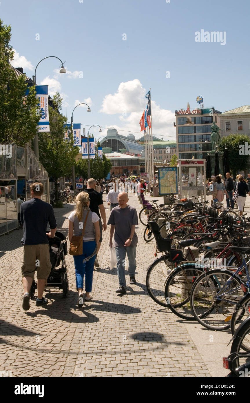 Scène de rue de Göteborg Göteborg rues personnes été vélos Banque D'Images