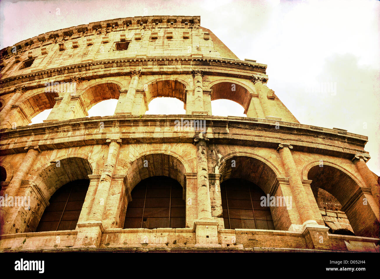 Carte postale vintage de Colisée à Rome Banque D'Images