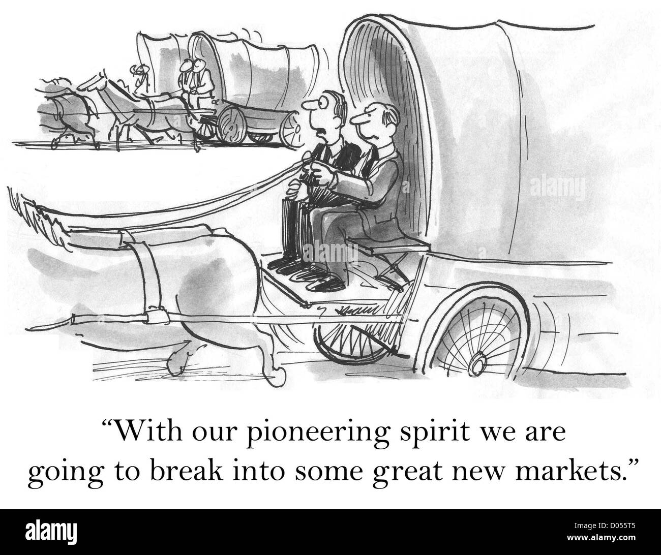 "Avec notre esprit pionnier nous allons briser en quelques grands nouveaux marchés." Banque D'Images