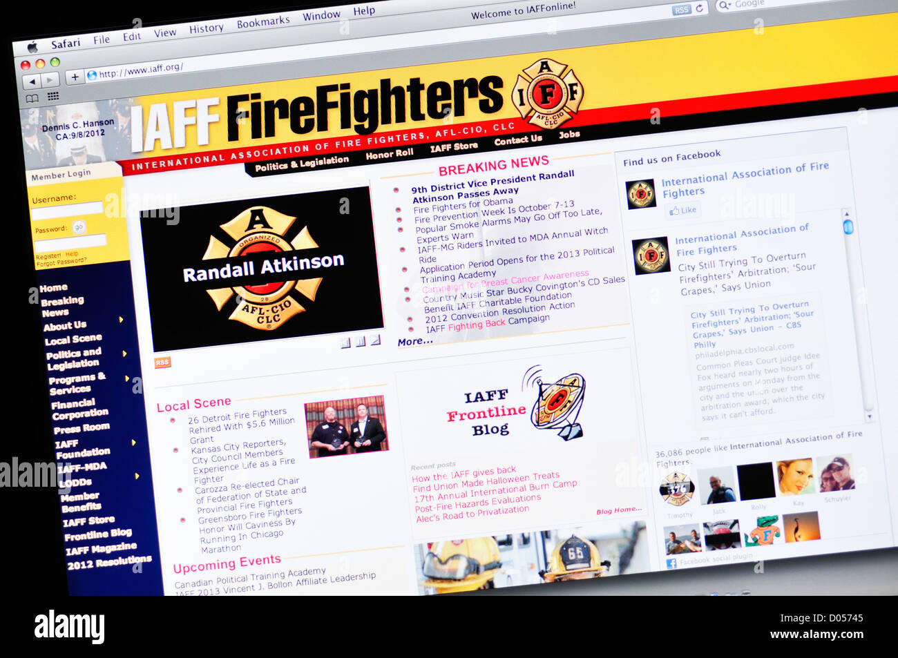 International Association of Fire Fighters (IAFF) site web - pompiers professionnels et personnel médical d'urgence Banque D'Images