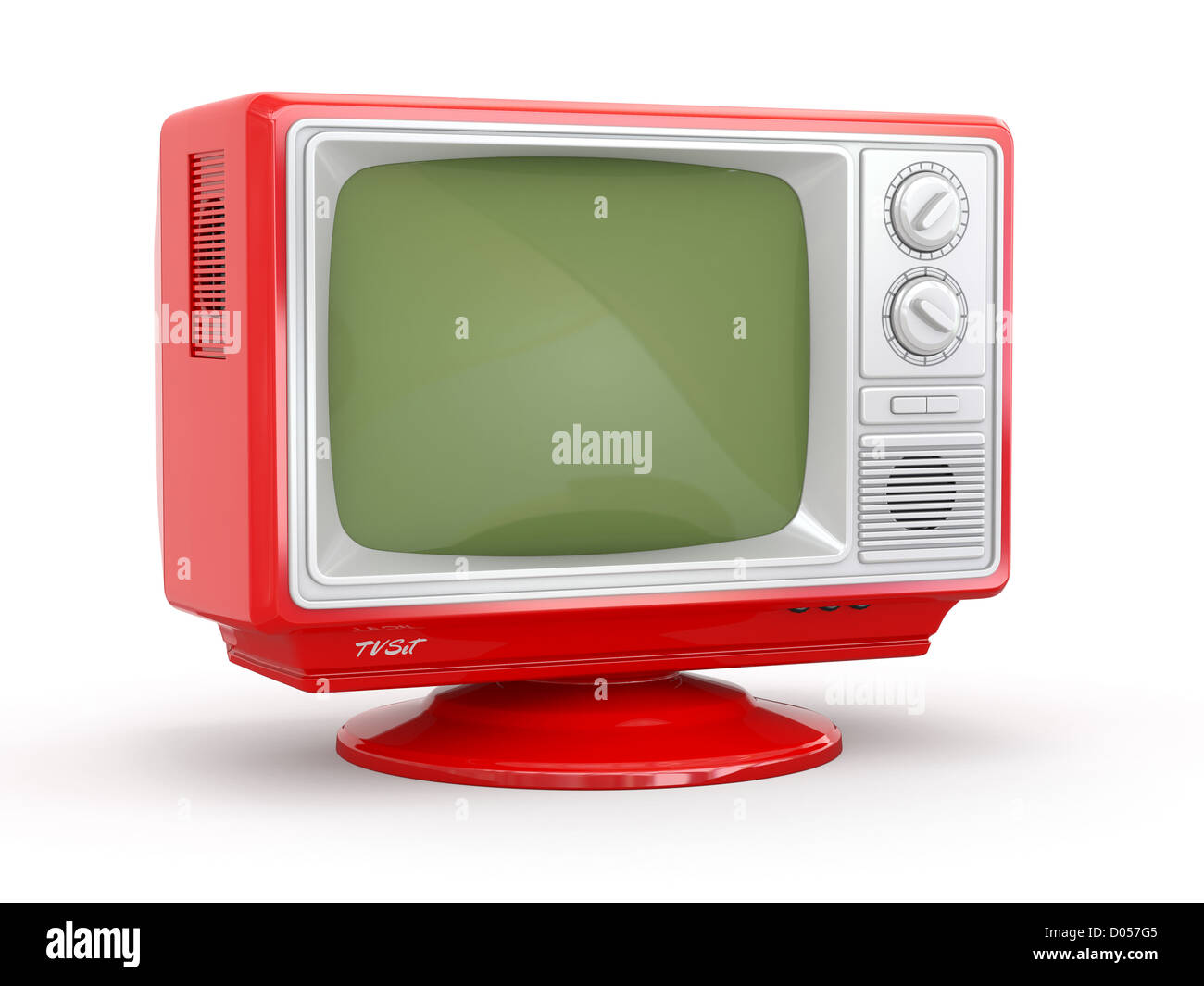 Tv rétro vintage rouge sur fond blanc. 3d Banque D'Images