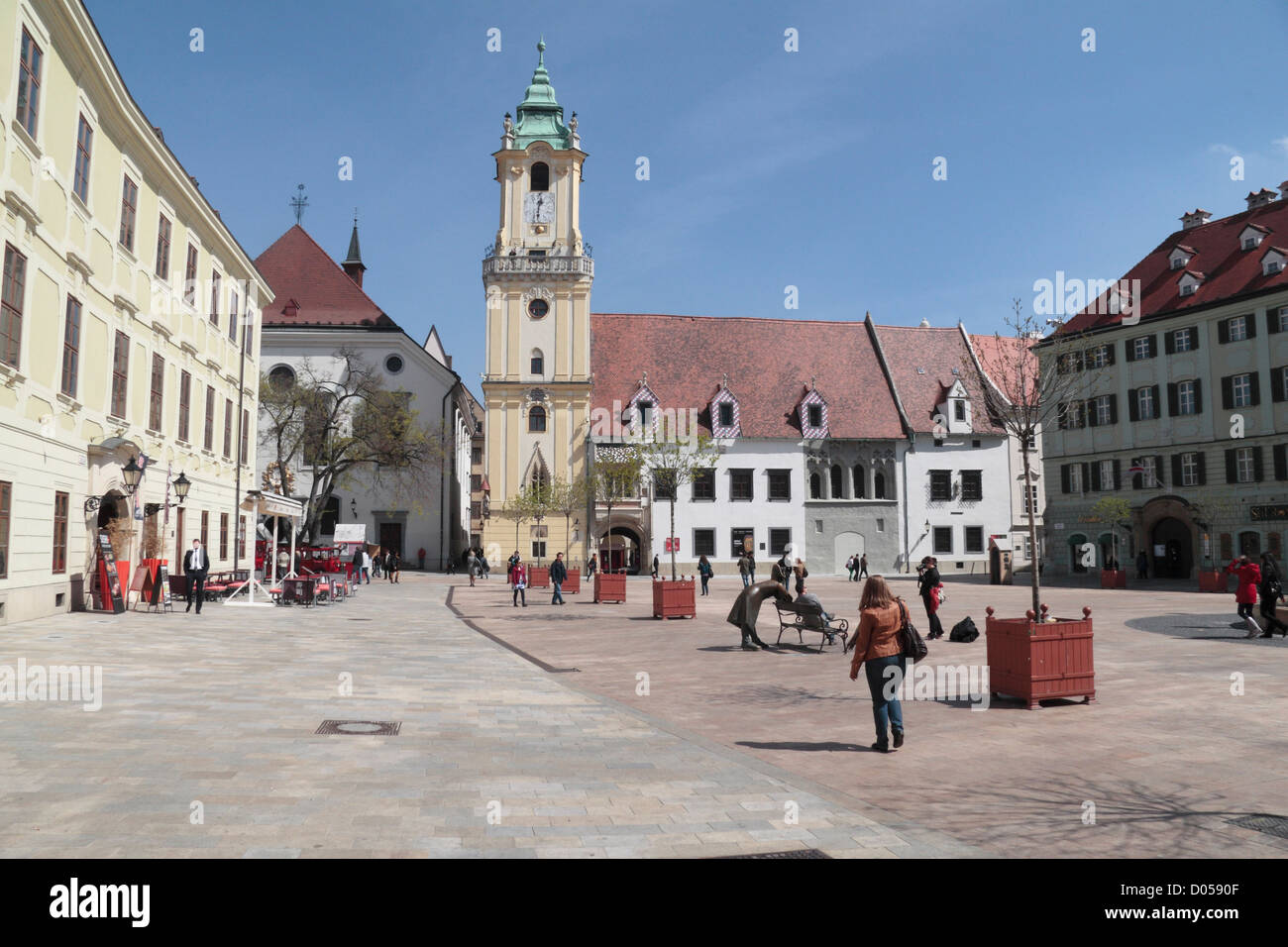 Vue générale de la place principale, Hlavne namestie, Vieille Ville, Bratislava, Slovaquie Banque D'Images