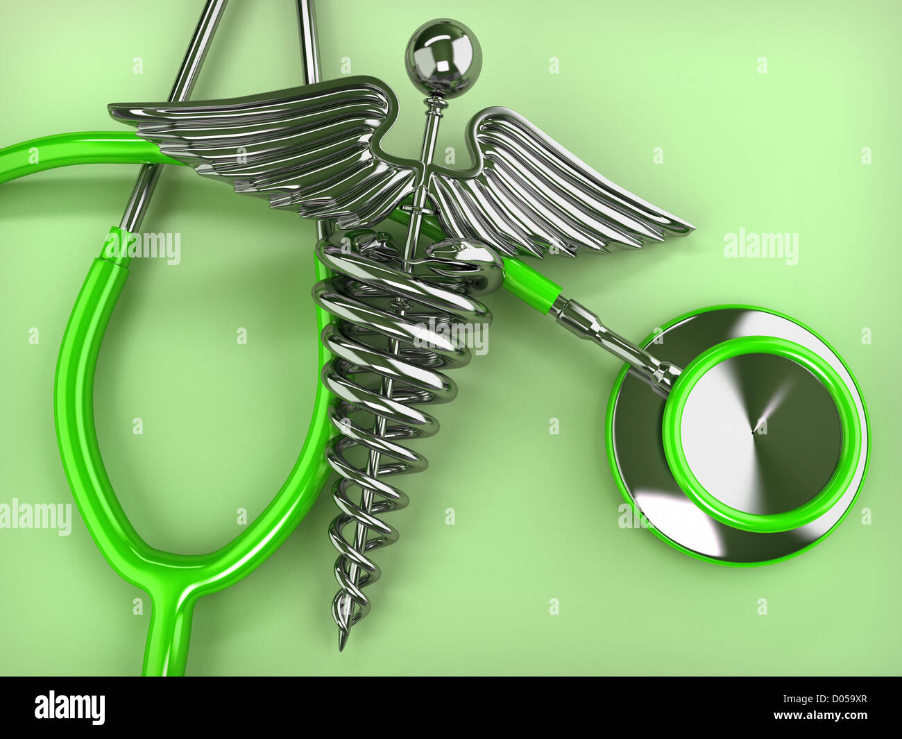 Stéthoscope avec caducée, symbole de la médecine. 3d Photo Stock - Alamy
