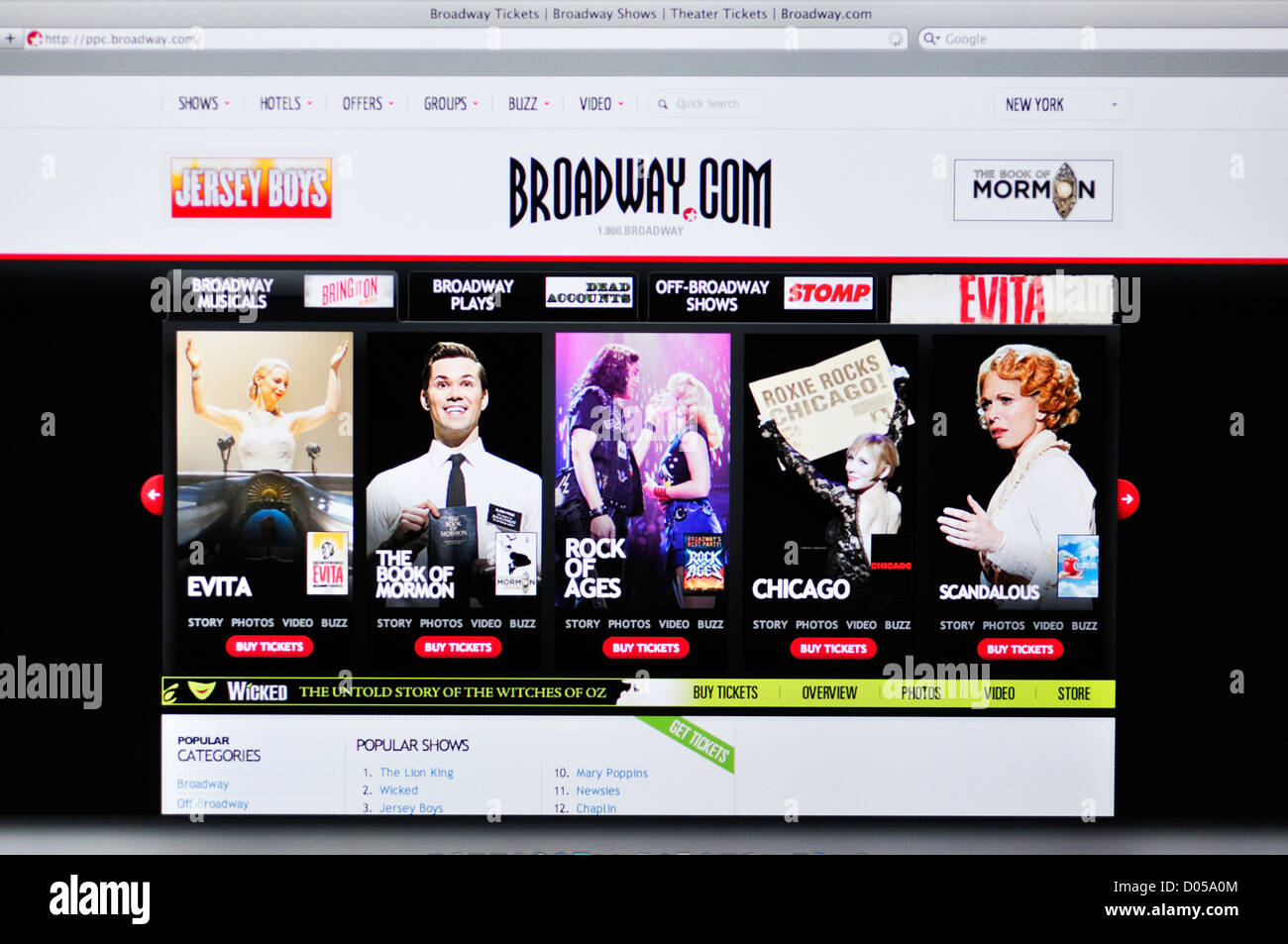 Site Broadway.com - Broadway ticket sales Banque D'Images