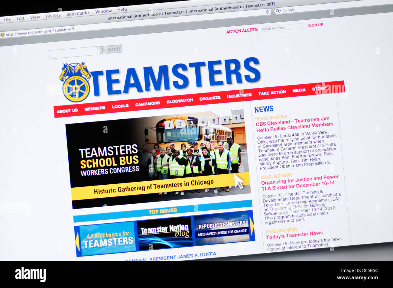 Site web du syndicat des Teamsters - Banque D'Images